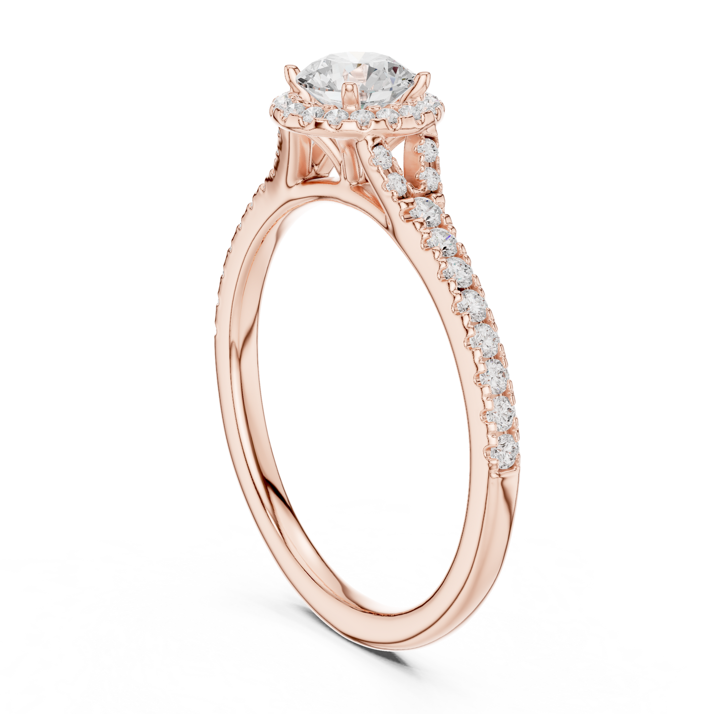 Halo Solitaire - Tapered Pave - Round Engagement Ring