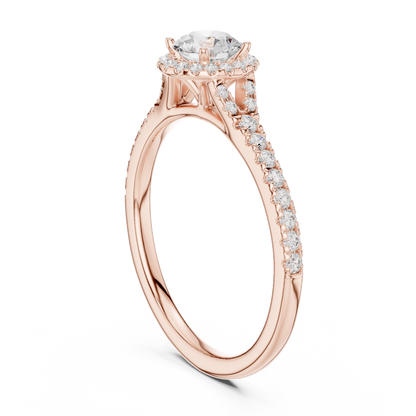 Halo Solitaire - Tapered Pave - Round Engagement Ring