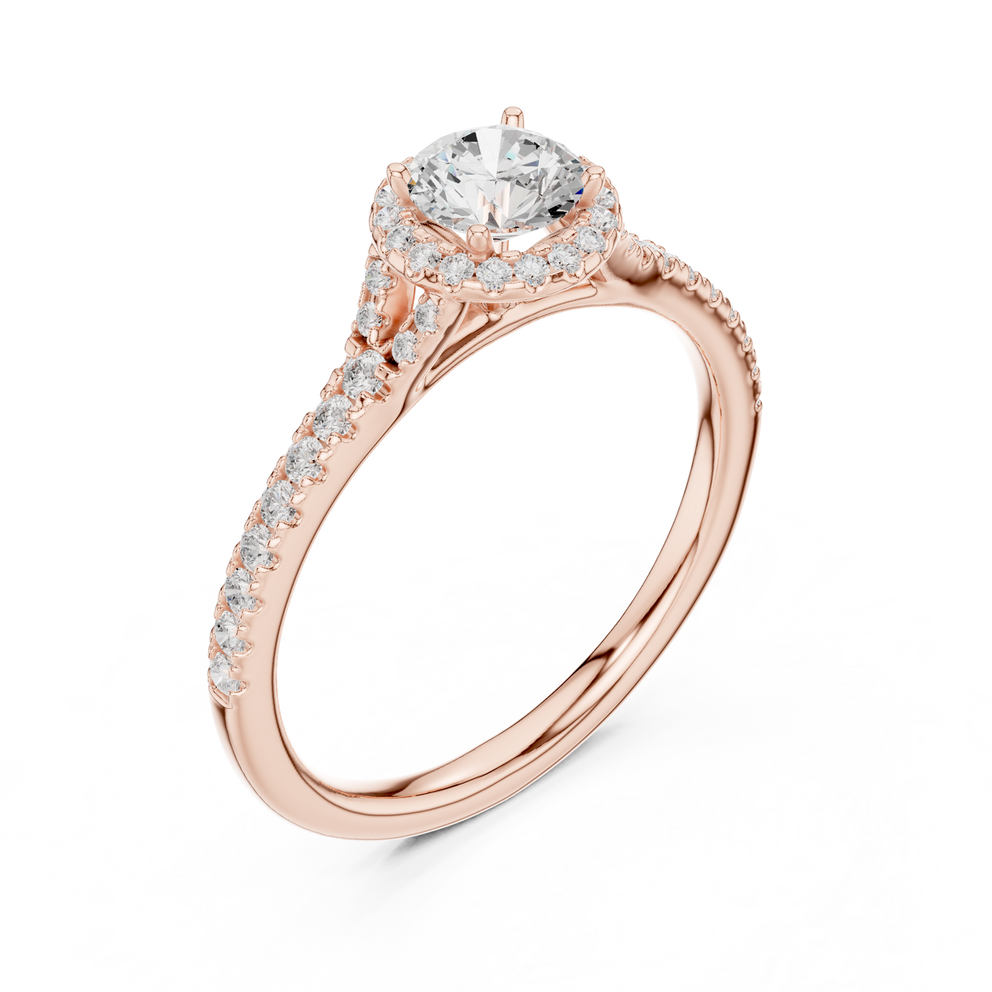 Halo Solitaire - Tapered Pave - Round Engagement Ring