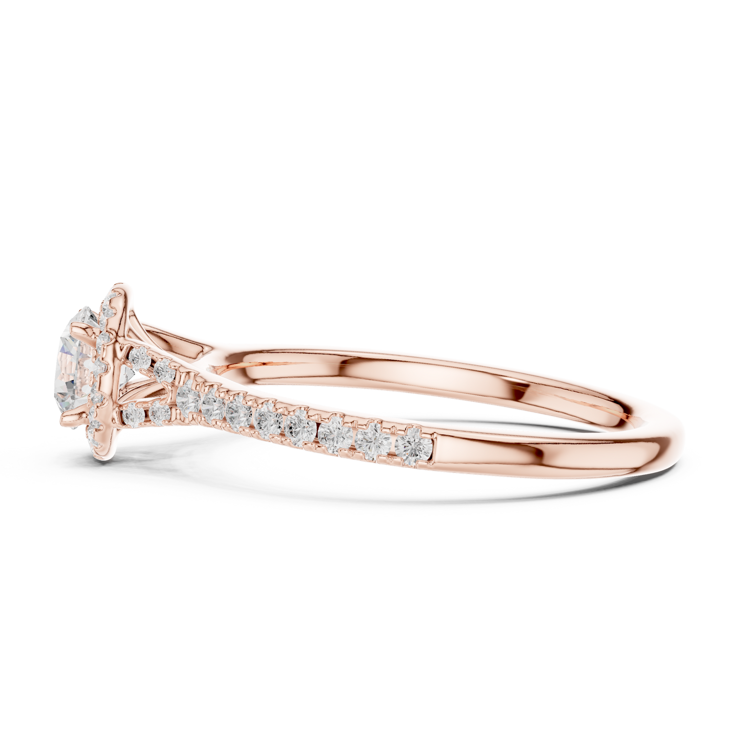 Halo Solitaire - Tapered Pave - Round Engagement Ring