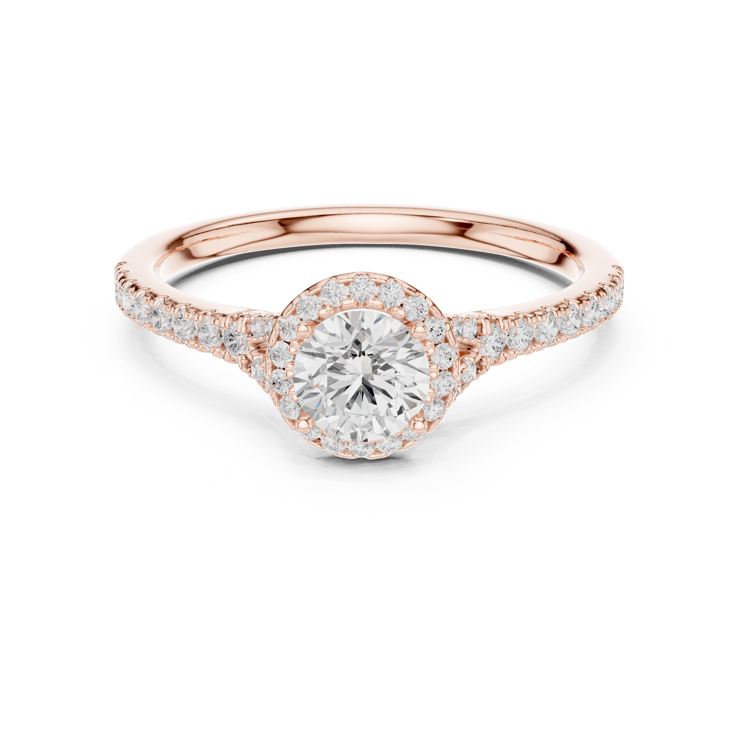 Halo Solitaire - Tapered Pave - Round Engagement Ring