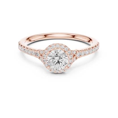 Halo Solitaire - Tapered Pave - Round Engagement Ring