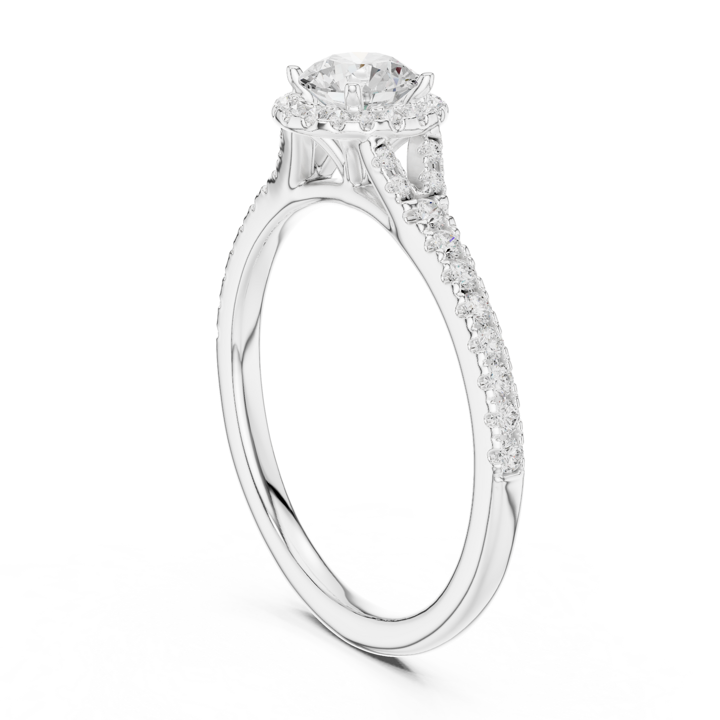 Halo Solitaire - Tapered Pave - Round Engagement Ring