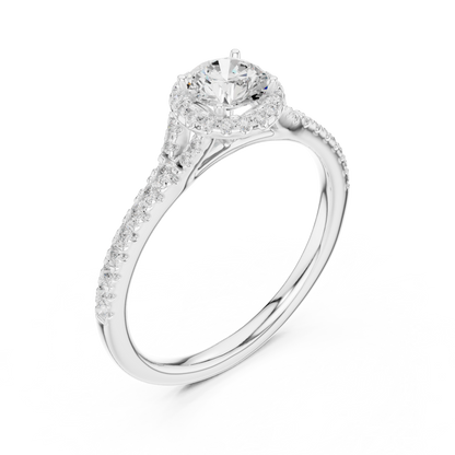 Halo Solitaire - Tapered Pave - Round Engagement Ring