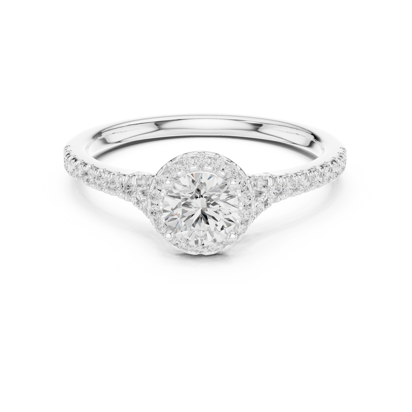 Halo Solitaire - Tapered Pave - Round Engagement Ring