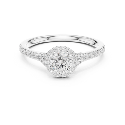 Halo Solitaire - Tapered Pave - Round Engagement Ring