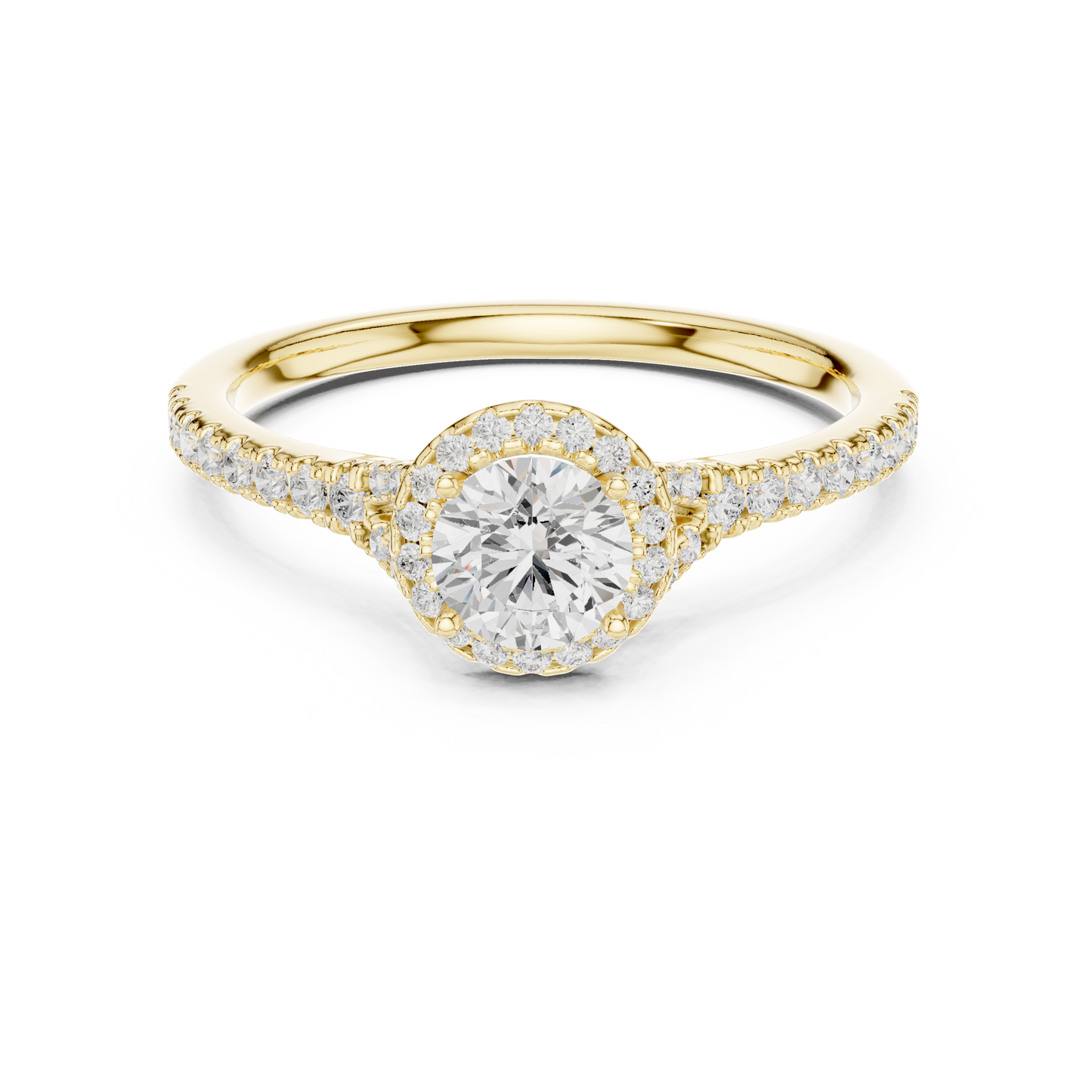 Halo Solitaire - Tapered Pave - Round Engagement Ring
