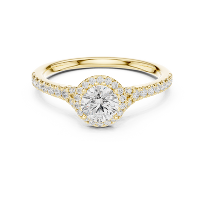 Halo Solitaire - Tapered Pave - Round Engagement Ring