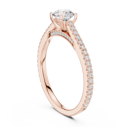 French Pave Solitaire - Round Engagement Ring