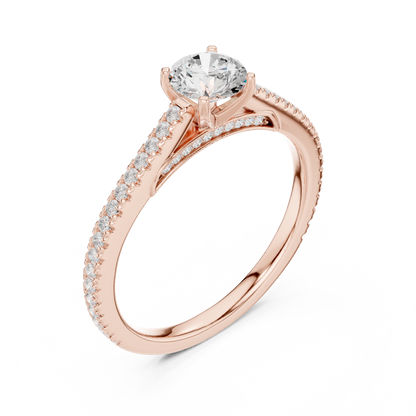 French Pave Solitaire - Round Engagement Ring
