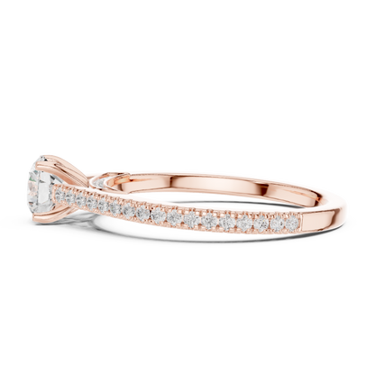 French Pave Solitaire - Round Engagement Ring