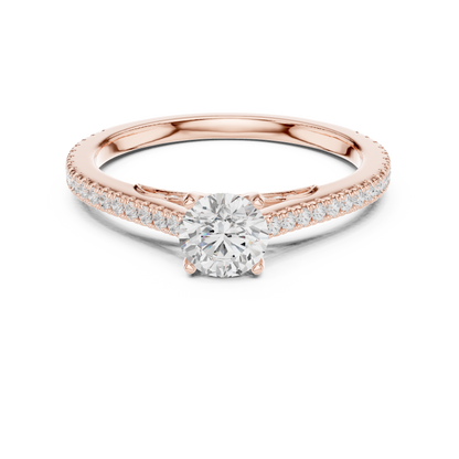French Pave Solitaire - Round Engagement Ring