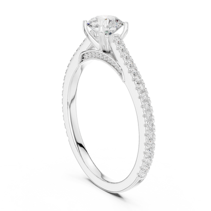French Pave Solitaire - Round Engagement Ring