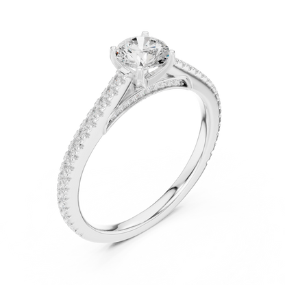 French Pave Solitaire - Round Engagement Ring