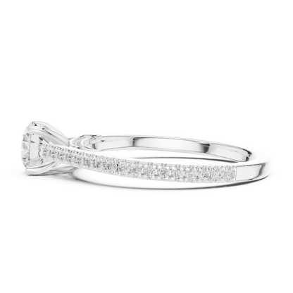 French Pave Solitaire - Round Engagement Ring