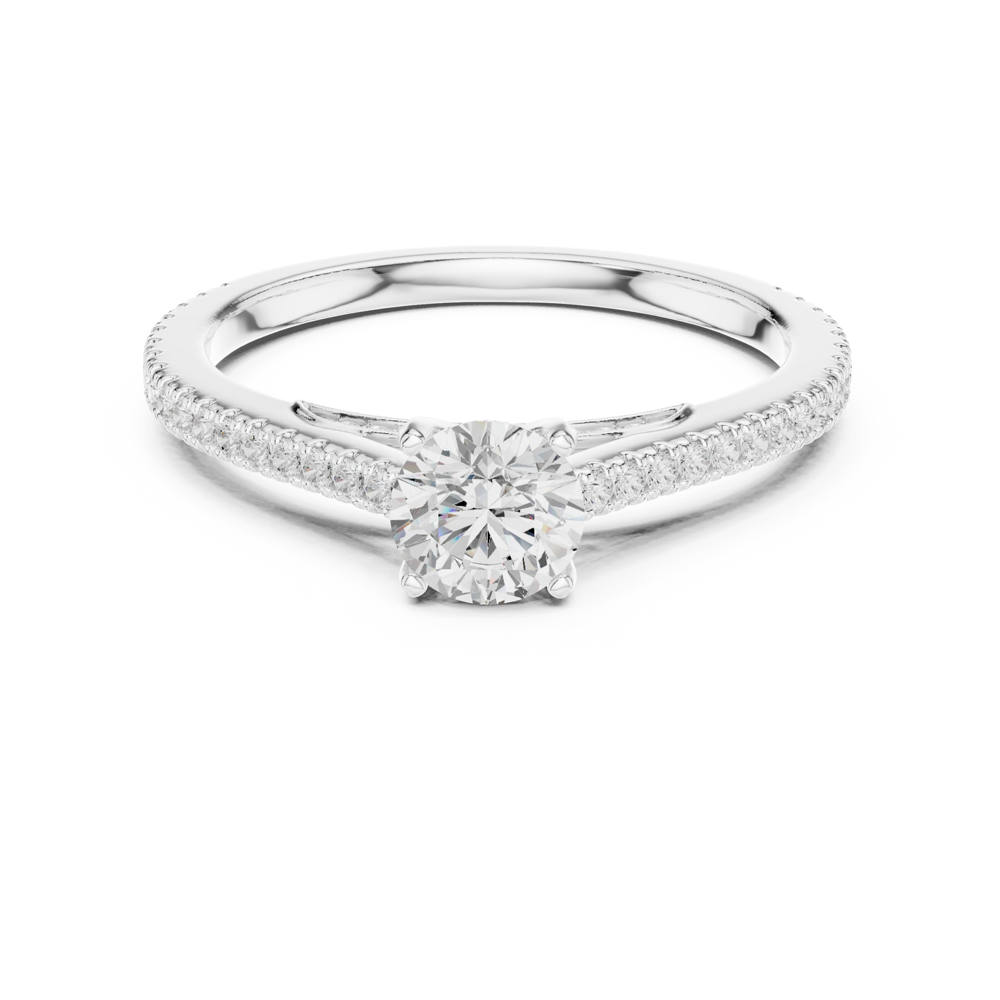 French Pave Solitaire - Round Engagement Ring
