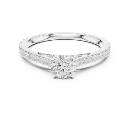 French Pave Solitaire - Round Engagement Ring