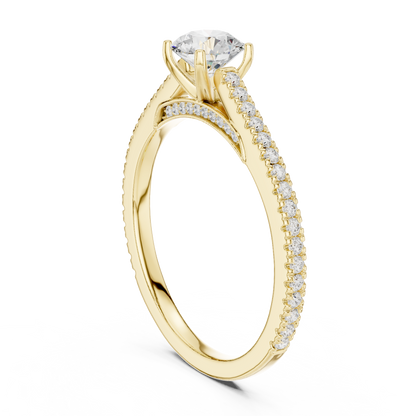 French Pave Solitaire - Round Engagement Ring