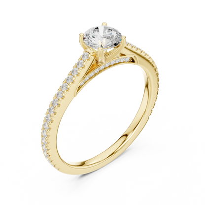 French Pave Solitaire - Round Engagement Ring