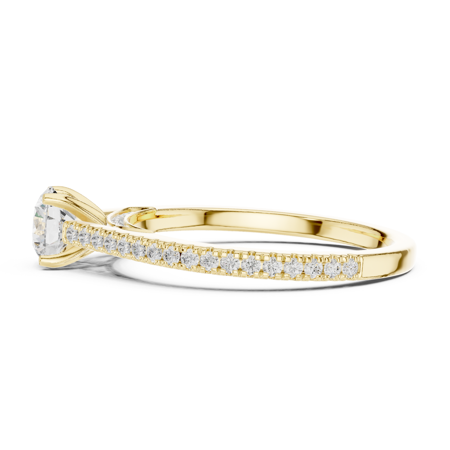 French Pave Solitaire - Round Engagement Ring