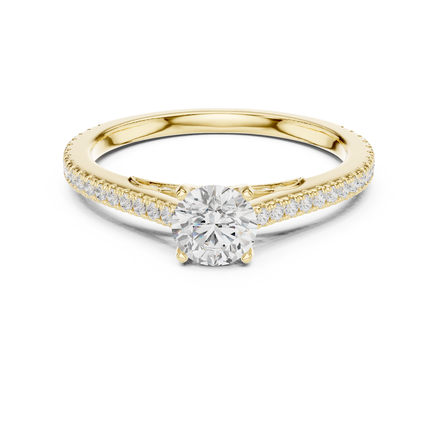 French Pave Solitaire - Round Engagement Ring