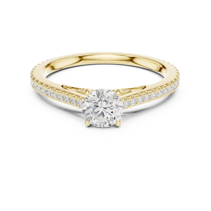 French Pave Solitaire - Round Engagement Ring