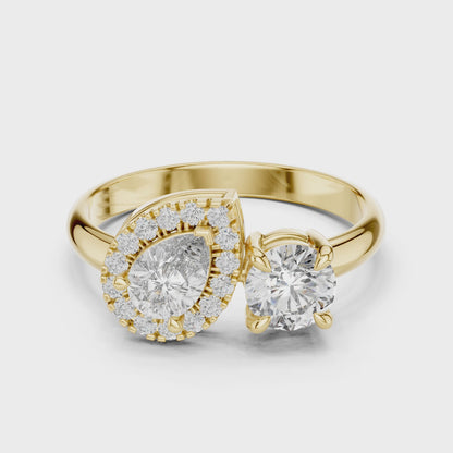Toi et Moi - Pear Halo & Round Engagement Ring