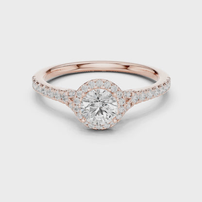 Halo Solitaire - Tapered Pave - Round Engagement Ring