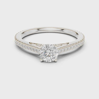 French Pave Solitaire - Round Engagement Ring