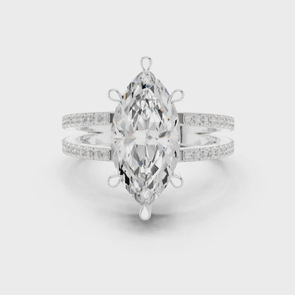 Split-Shank Pave Solitaire - Marquise Vintage Engagement Ring