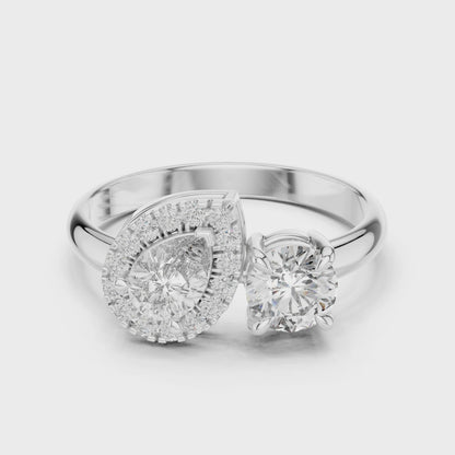 Toi et Moi - Pear Halo & Round Engagement Ring