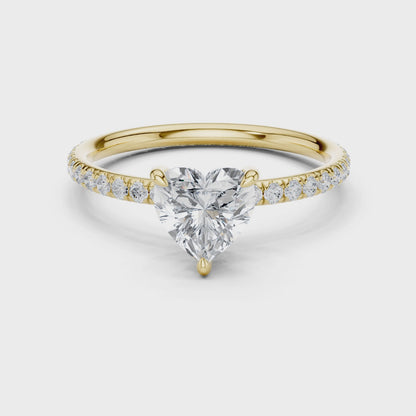 Pave Solitaire - Heart Engagement Ring