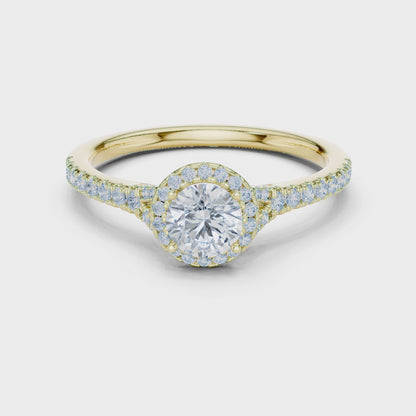 Halo Solitaire - Tapered Pave - Round Engagement Ring