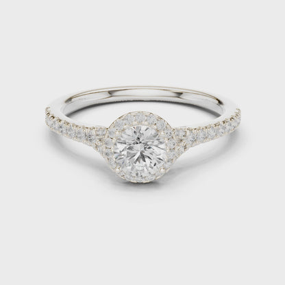 Halo Solitaire - Tapered Pave - Round Engagement Ring