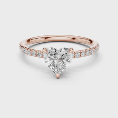 Pave Solitaire - Heart Engagement Ring