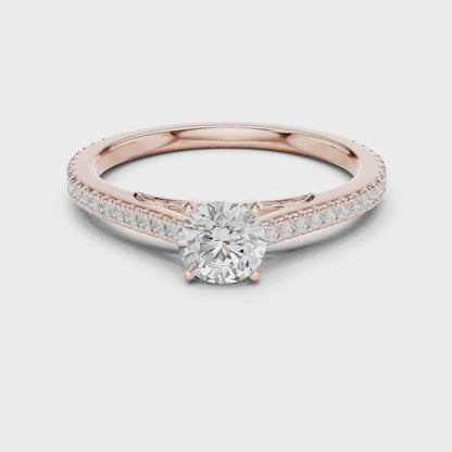French Pave Solitaire - Round Engagement Ring