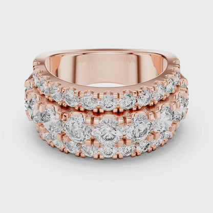 Triple-Row Pave Diamond Statement Band