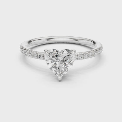 Pave Solitaire - Heart Engagement Ring