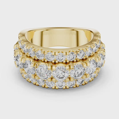 Triple-Row Pave Diamond Statement Band