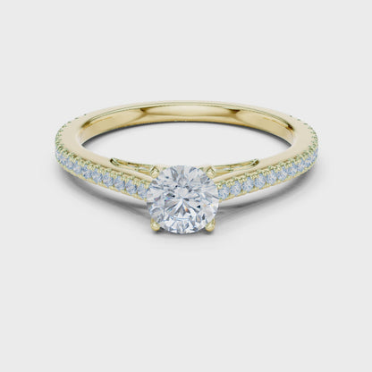 French Pave Solitaire - Round Engagement Ring